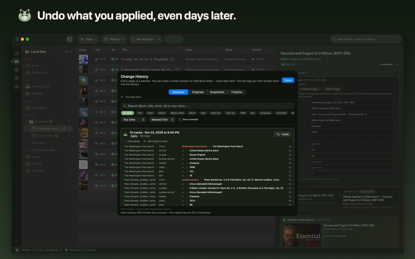 Undo what you applied, even days later. (تراجع عمّا طبّقته، حتى بعد أيام.)