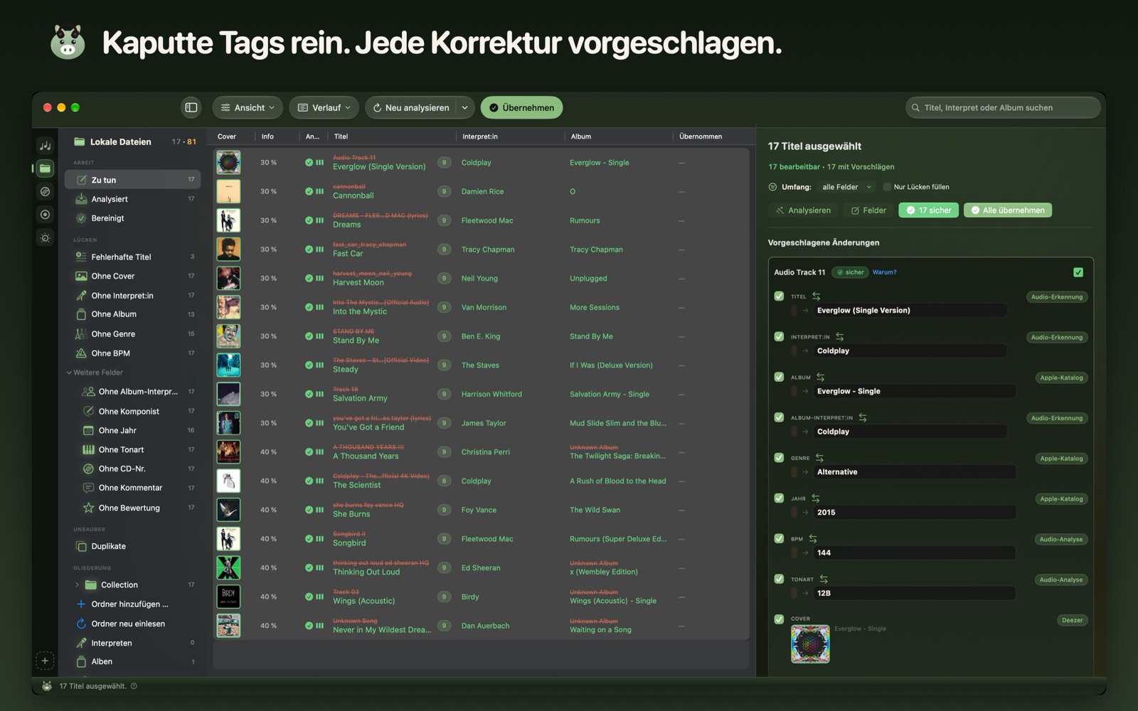 Kaputte Tags rein. Jede Korrektur vorgeschlagen.