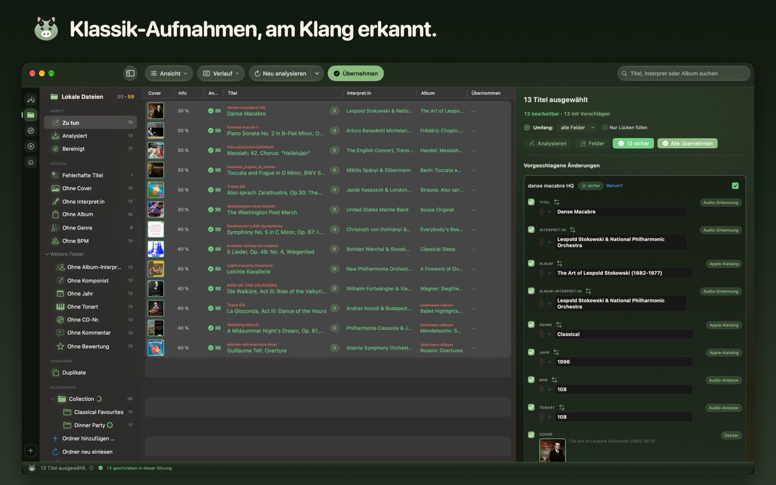 Klassik-Aufnahmen, am Klang erkannt.