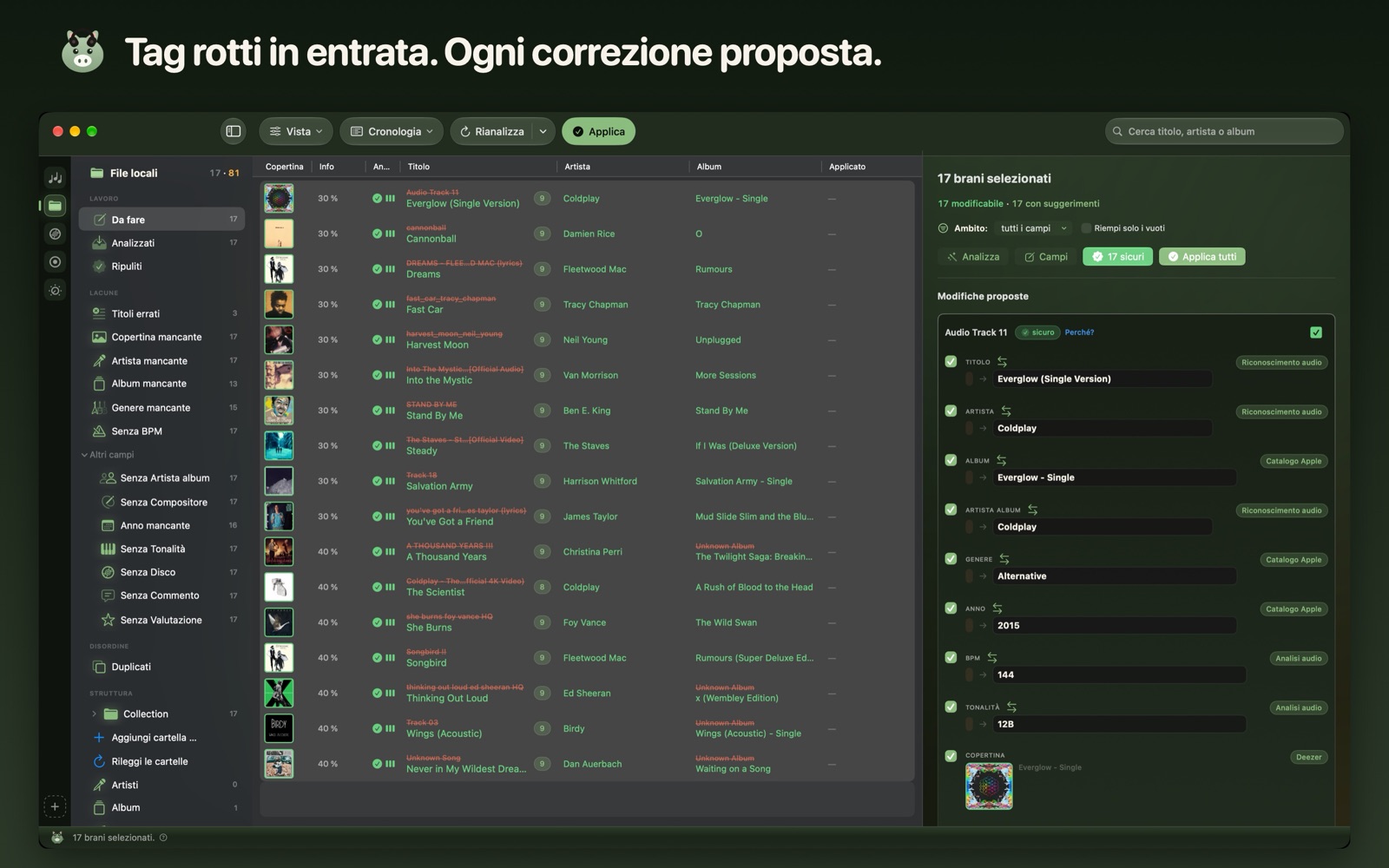 Tag rotti in entrata. Ogni correzione proposta.