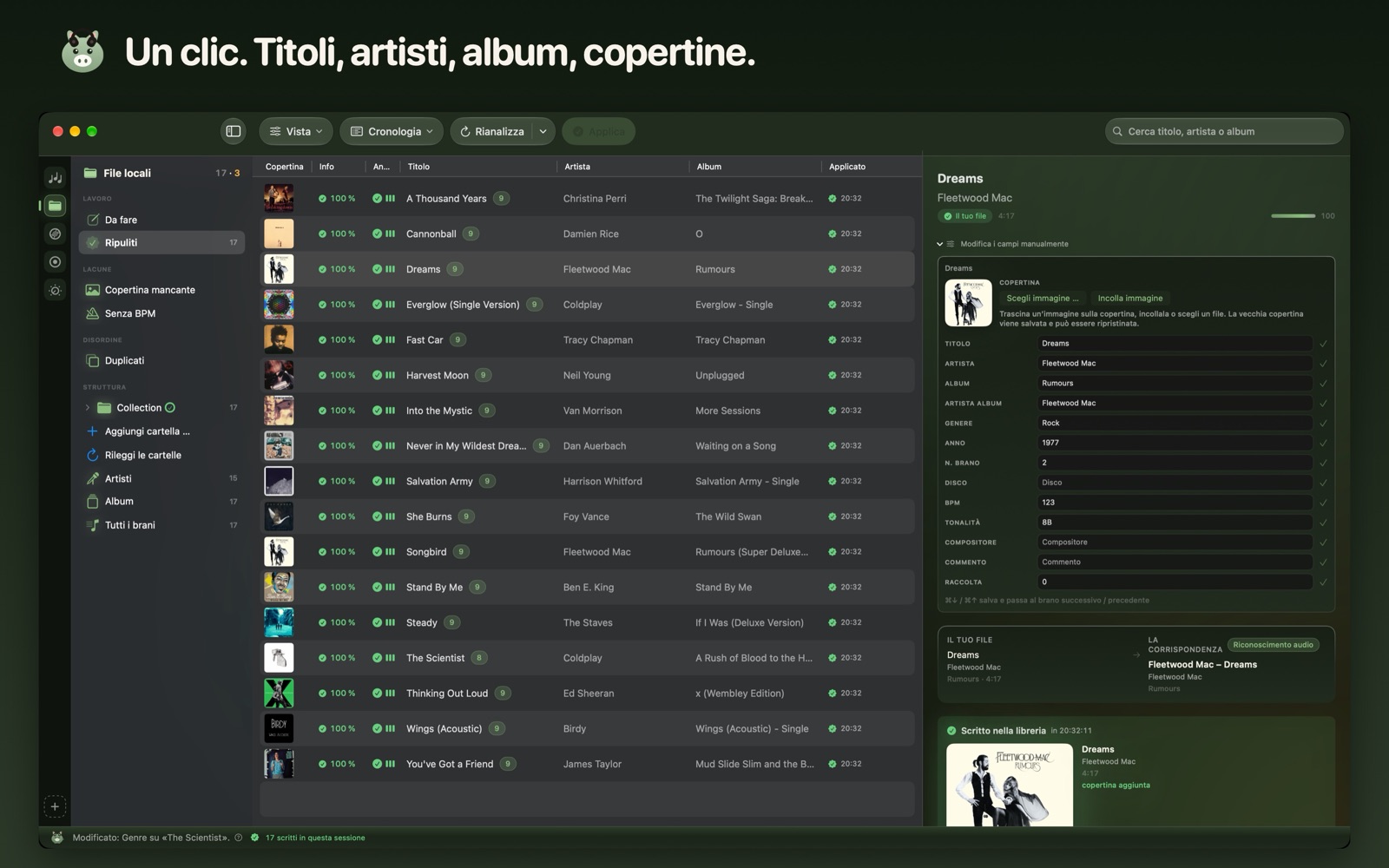 Un clic. Titoli, artisti, album, copertine.