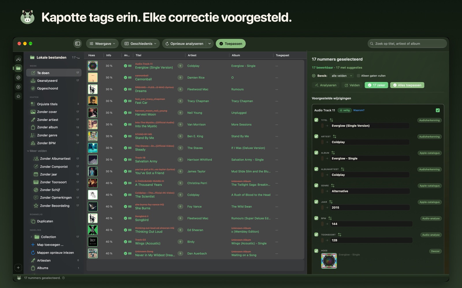 Kapotte tags erin. Elke correctie voorgesteld.