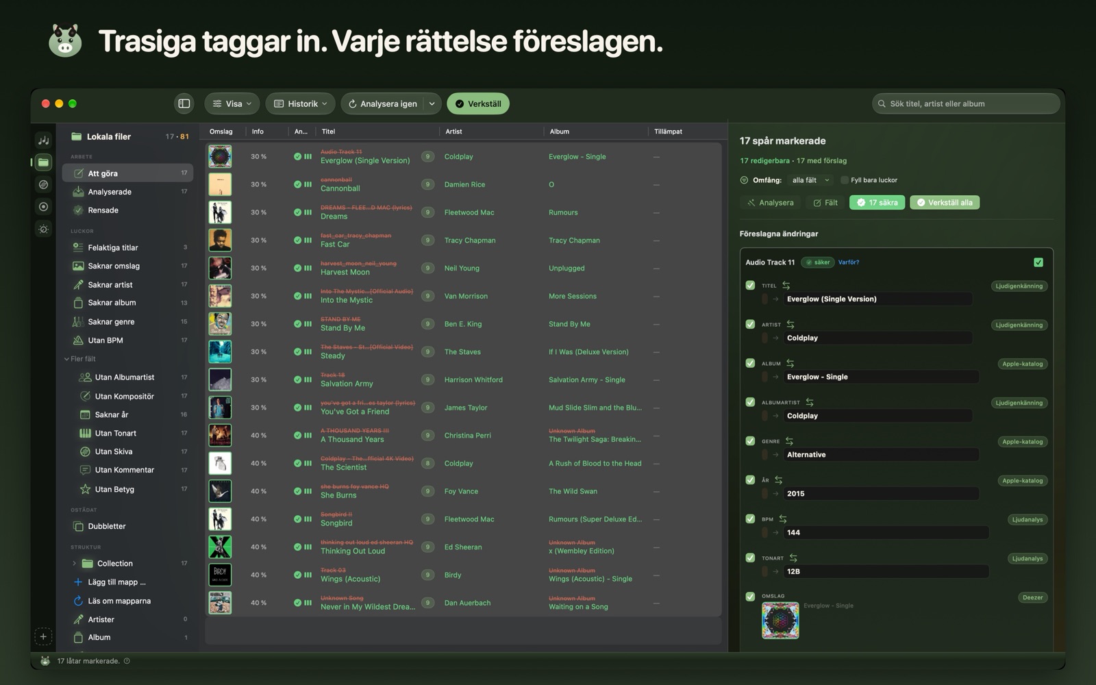 Trasiga taggar in. Varje rättelse föreslagen.