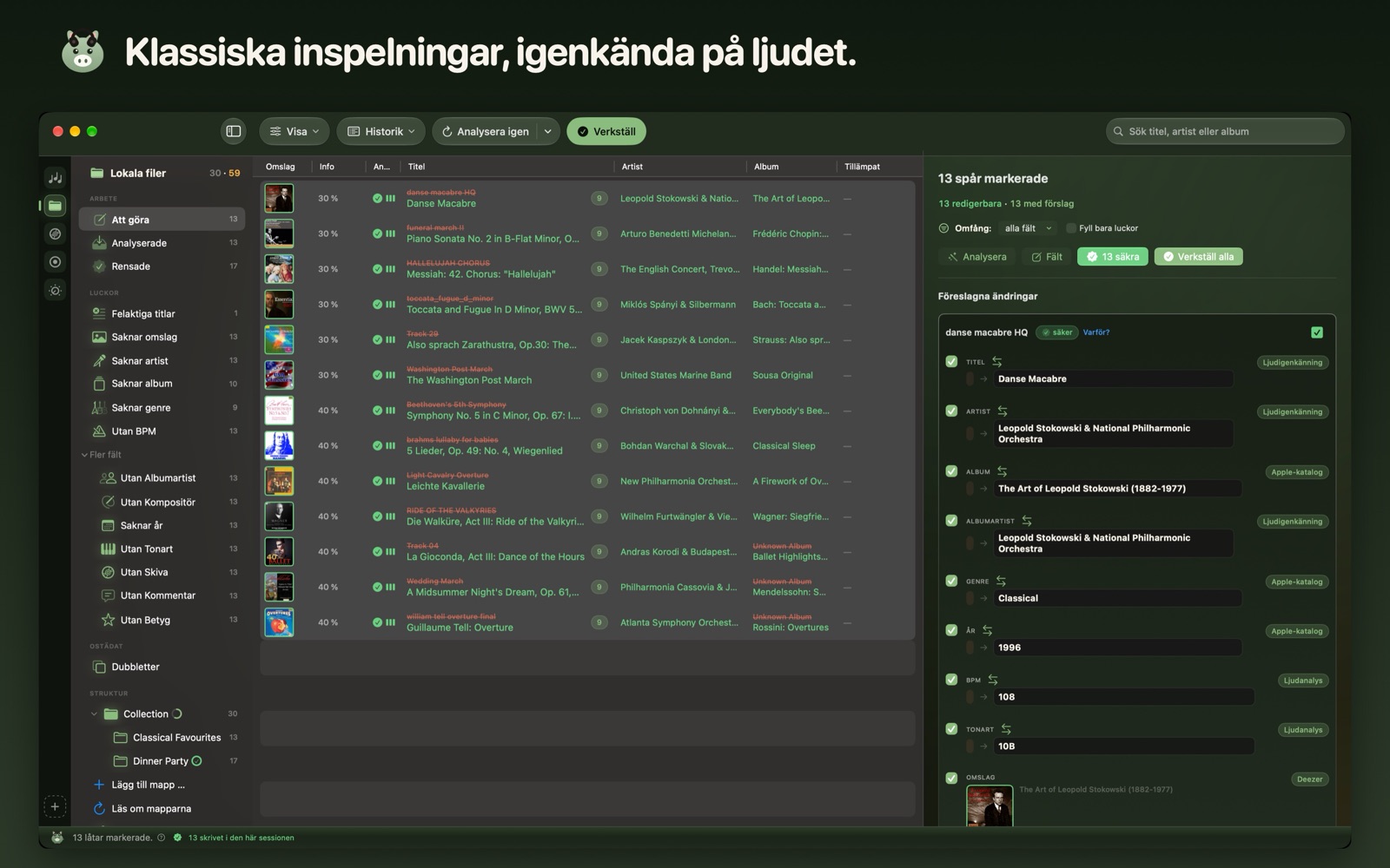 Klassiska inspelningar, igenkända på ljudet.