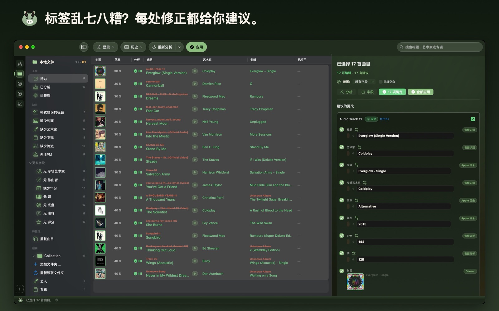 标签乱七八糟?每处修正都给你建议。